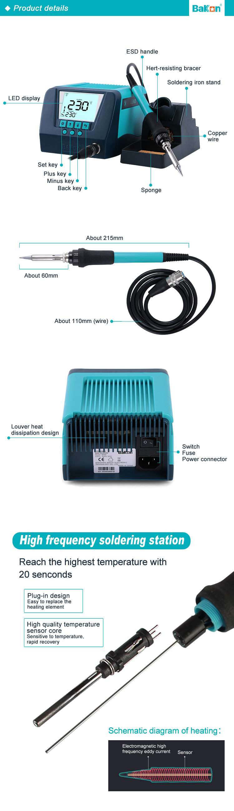 Bakon BK90 90w micro plastic soldering iron station - Buy Bakon Bk90 ...
